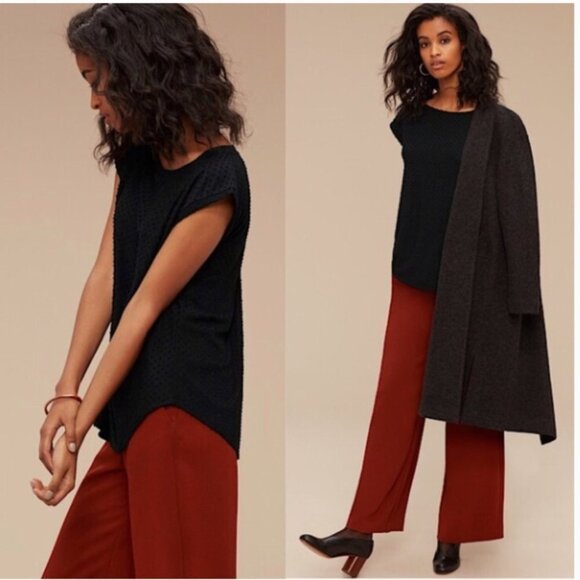 Aritzia Wilfred Blush Pink Anvers Jacquard Knit Open Back Short Sleeve T-Shirt S - Picture 15 of 15